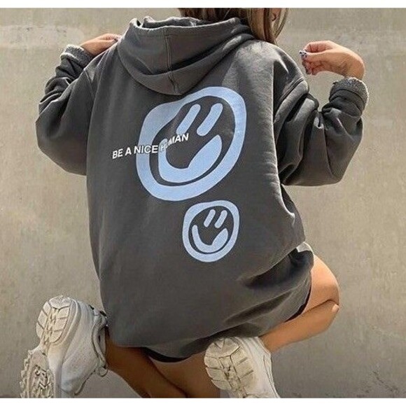 Independent Trading Company “Be A Nice Human” Hoodie Unisex Sz L Gray #1288 - Picture 1 of 7
